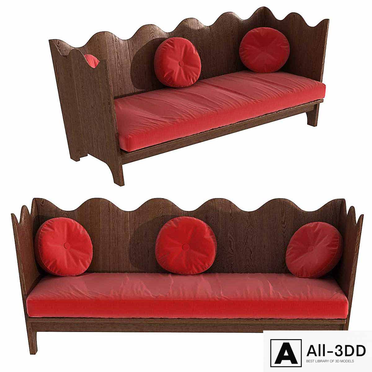 Axel Einar Hjorth three seat sofa modern interior 3D model Axel Einar Hjorth three seat sofa