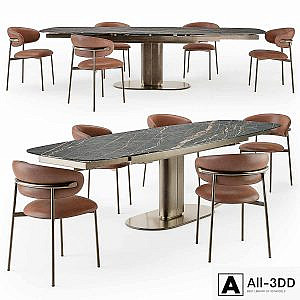 Calligaris Cameo table open Oleandro chair