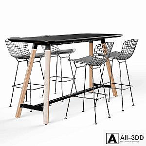 Knoll Bertoia Barstool Rockwell Unscripted Tall Table