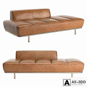 CB2 Lawndale Saddle Leather Daybed With Brass Base