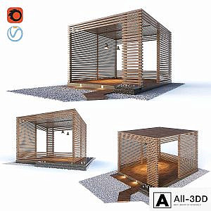 Wooden gazebo in the loft style