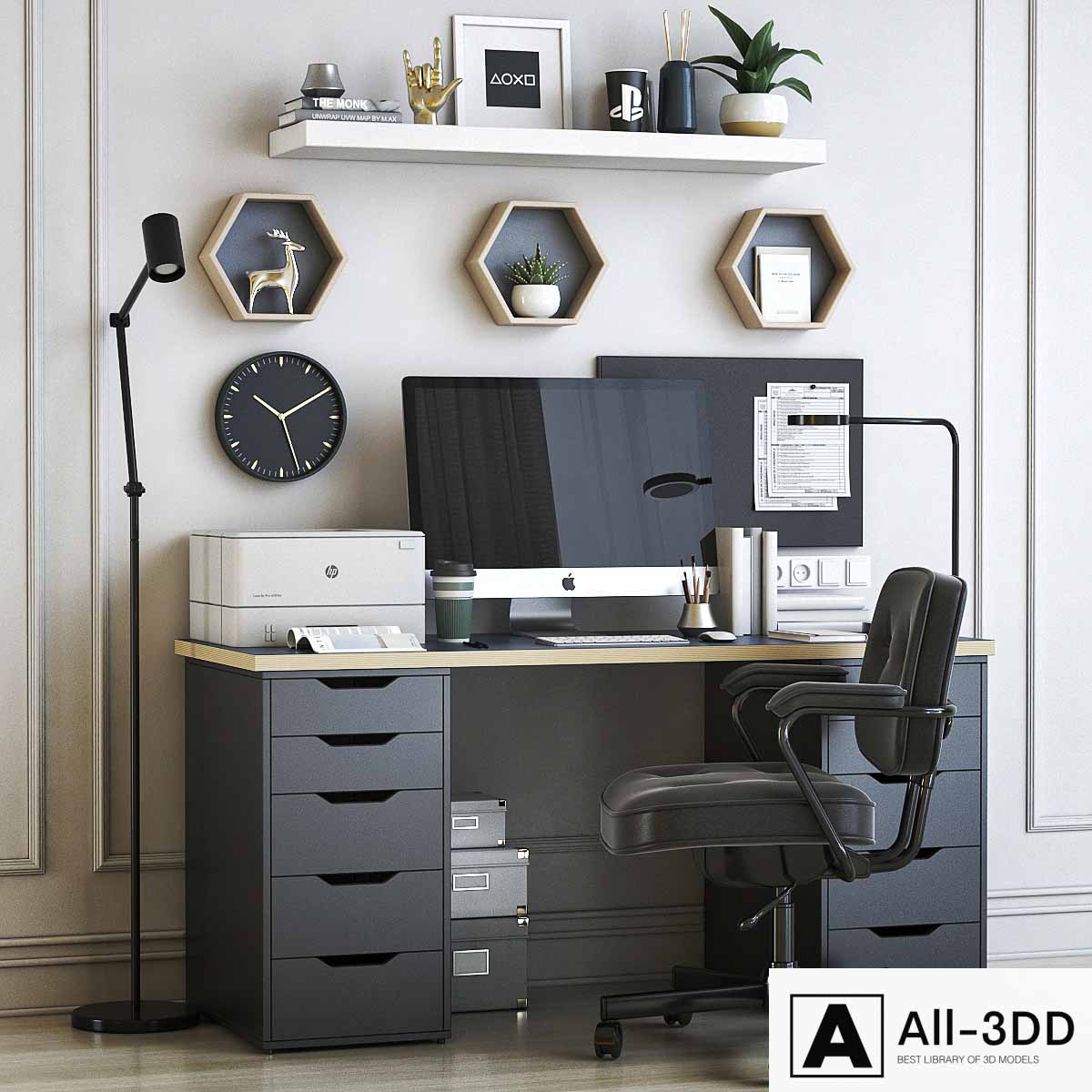 IKEA office workplace 42 modern interior 3D model IKEA office workplace 42