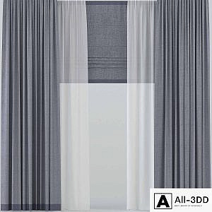 Straight curtains with tulle and roman