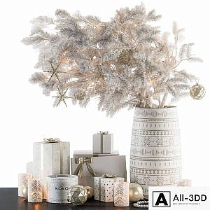 Christmas Decoration 08 - Christmas White Bouquet with Gift