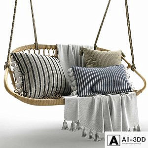 Hanging Rattan Bench Serena & Lily