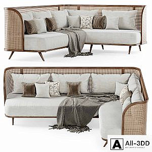 Large corner garden sofa HLC / Large corner sofa rattan