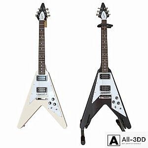 Electric Guitar Gibson Epiphone Flying V style black and beige