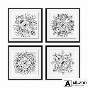 Set of pictures with mandalas