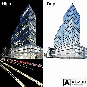 Office building. Day Night | Light traces