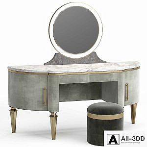 DAME By Longhi dressing table, design by Giuseppe Iasparra with Pouf Loft concept Golden Belt