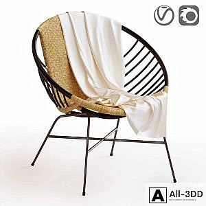 Rattan and metal ball chair, NIHOVE