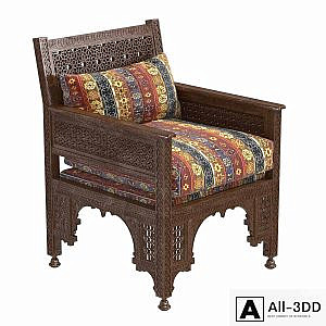 Syrian Inlaid Wooden Chair