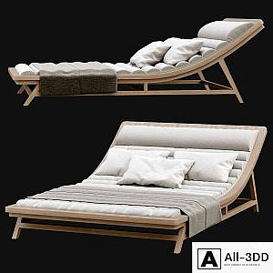Large wooden outdoor chaise lounge L17