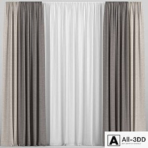 Curtains in two colors with tulle