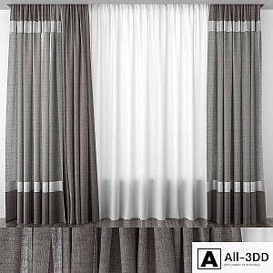 Gray-brown striped curtains