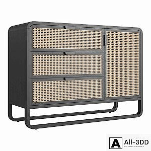 Crate and Barrel Anaise Cane 3 Drawer Chest