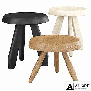 Tabouret Meribel by CASSINA / Round wooden stools