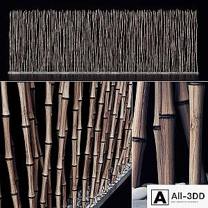 Screen long bamboo thin pebble decor n1 / Long screen made of thin bamboo branches No. 1