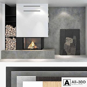 Decorative wall with fireplace set 02
