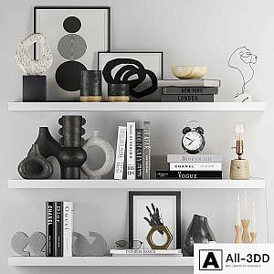 Decorative Set 017 With Classic Alarm Clock And Edison Lamp
