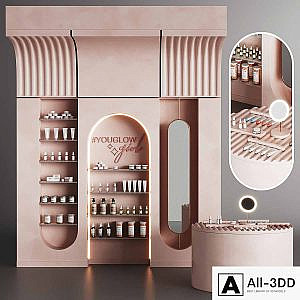 Cosmetics set in pink
