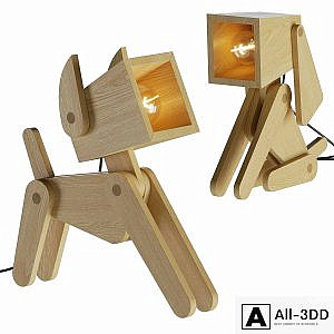 Dog Adjustable Wooden Table Lamp