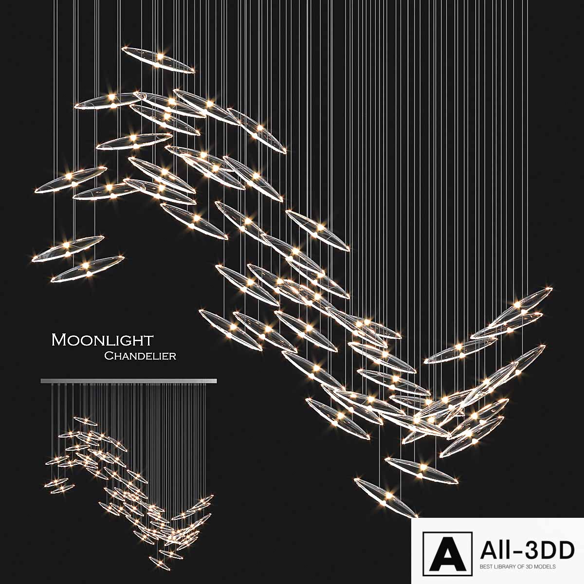Moonlight chandelier by orche modern interior 3D model Moonlight chandelier by orche