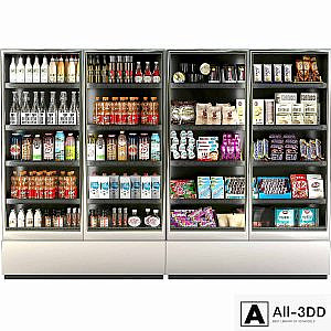 Refrigerator in a supermarket with groceries, food and drinks 3