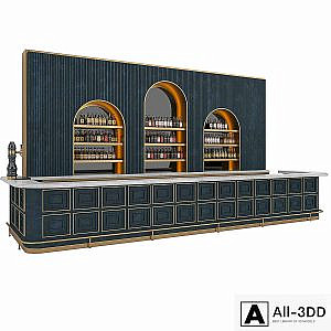 Restaurant Bar set 06 LOFT Gold & Dark Blue