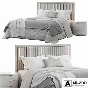 Channel Tufted Headboard Pine Queen Bed