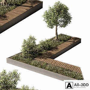 Urban Furniture / Architecture Bench with Plants- Set 24