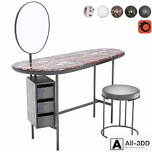 Living Divani Pebble + Nina dressing table and stool