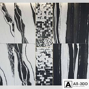 Architectural Design Floor gres Wave Flow B&W MARBLE set 2