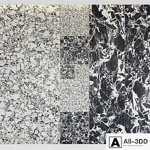 Architectural Design Floor gres Pebble Fragment B & W MARBLE set 3