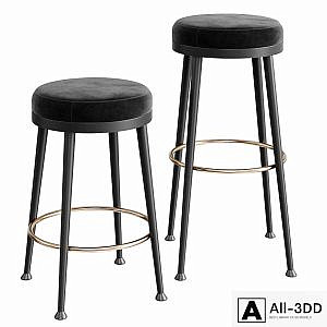 ATLAS BLACK VELVET BAR STOOLS