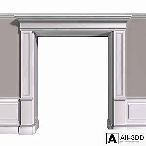 Traditional Interior Arched Opening.Classic Wall paneling