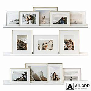 Family photos on the shelves