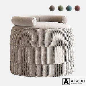 21st Century Beth Fringes Stool Cotton Velvet