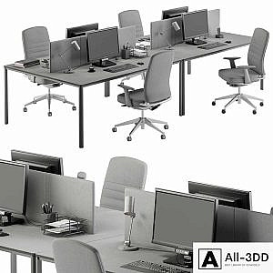 employee Desk Gray Set - Office Furniture 237