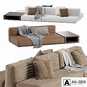 Minotti Roger Modular Sofa 2 Version / Leather & Velvet