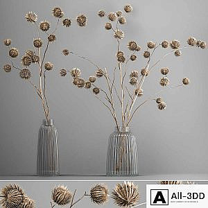 Bouquet of dried flowers in a vase with branches of dry thorns thistle . 182.
