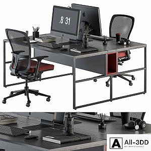 employee Set Red and Black - Office Furniture 245