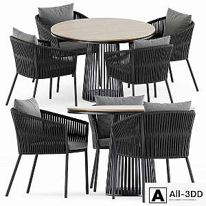Porto Dining Chair by burkedecor and Grid table by solpuri
