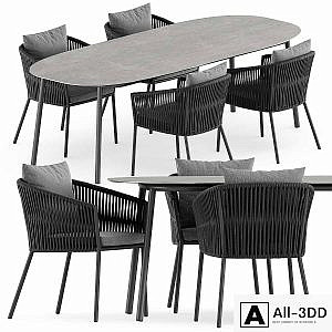 Porto Dining Chair by burkedecor and Tosca table by Tribu