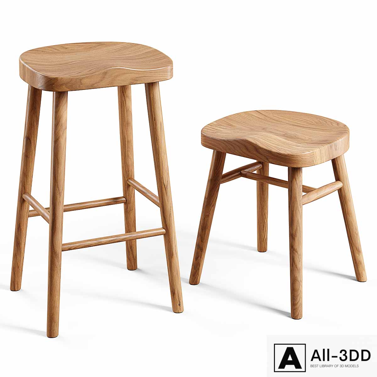 Zara Home - The ash wood stool modern interior 3D model Zara Home - The ash wood stool