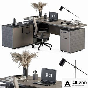 Boss Desk Cream and Black - Office Furniture 255