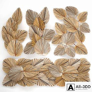 Installation and decoration for walls in eco-style made of dried flowers and dry palm leaf. Set 228.