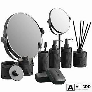088 Bathroom Decor Set Accessories Charcoal Matte 00