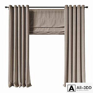 Eyelet curtain with roman shade
