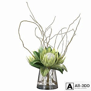 Green bouquet with protea